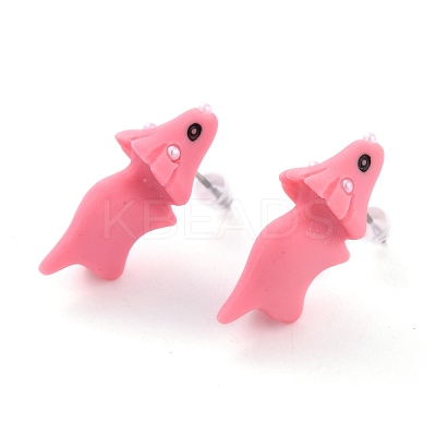 Cute Dinosaur Resin Stud Earrings EJEW-K089-06P-1