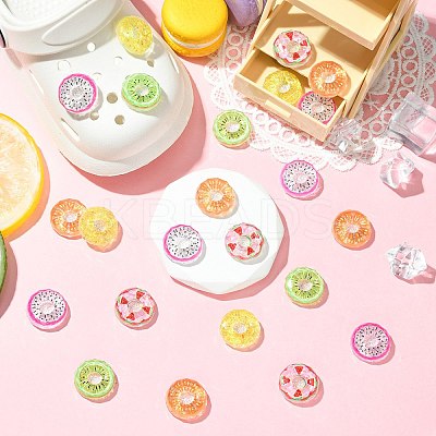 40Pcs 5 Colors Fruit Transparent Resin Cabochons CRES-CJ0001-85-1