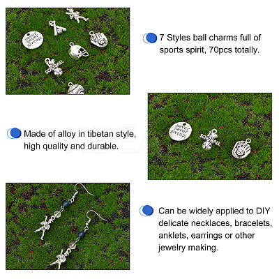 70Pcs 7 Style Tibetan Style Zinc Alloy Pendants TIBEP-PH0001-27-RS-1