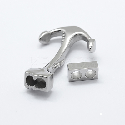 Tarnish Resistant 304 Stainless Steel Hook Clasps STAS-F122-29P-1