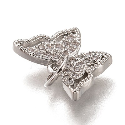 Brass Micro Pave Clear Cubic Zirconia Charms ZIRC-B002-47P-1