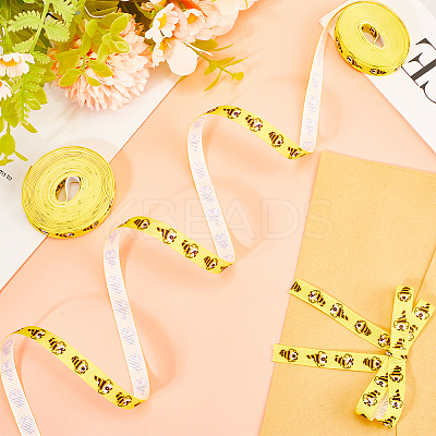 Polyester Bees Printed Grosgrain Ribbons SRIB-WH20020-018E-1