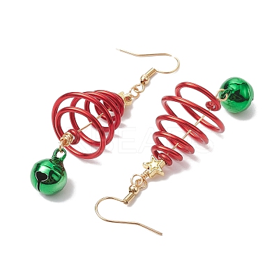 Aluminum Wire Wrapped Christmas Tree Dangle Earrings EJEW-JE05829-02-1