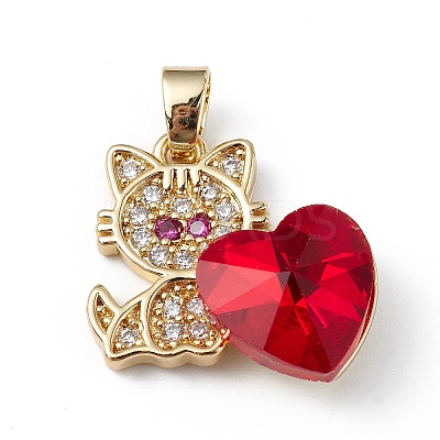 Real 18K Gold Plated Rack Plating Brass Micro Pave Cubic Zirconia Pendants KK-C015-31G-07-1