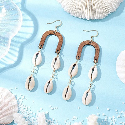 Natural Cowrie Shell Dangle Earrings EJEW-JE06344-1