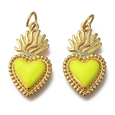 Golden Tone Brass Enamel Pendants KK-K750-01G-A-1