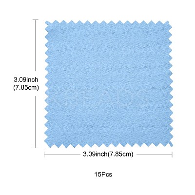 15Pcs Faux Suede Fabric Square Silver Polishing Cloth AJEW-FS0001-44-1