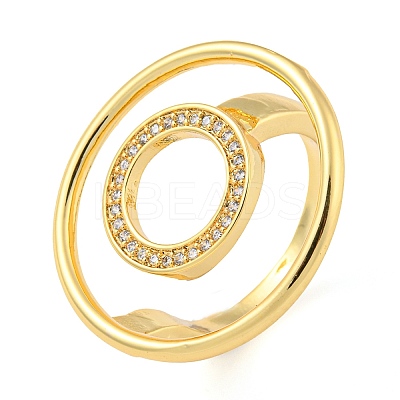 Brass Micro Pave Cubic Zirconia Finger Ring RJEW-C069-06G-1