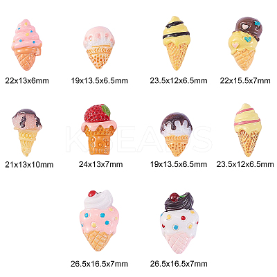 50Pcs 10 Styles Resin Decoden Cabochons RESI-CJ0001-230-1