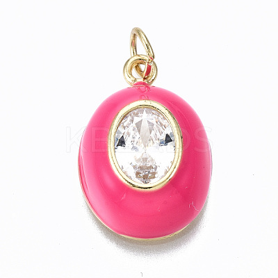 Brass Clear Cubic Zirconia Pendants ZIRC-S067-022-NR-1