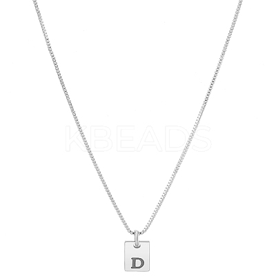 1Pc Stainless Steel Letter Rectangle Pendant Necklaces NJEW-LP0001-34D-P-1