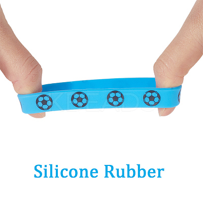 PVC Football Keychain & Silicone Cord Bracelets Jewelry Sets SJEW-GF0001-01-1