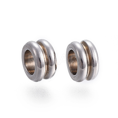 Tarnish Resistant 304 Stainless Steel Grooved Beads STAS-I117-16A-P-1