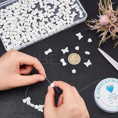 400Pcs 5 Style ABS Plastic Imitation Pearl Beads KY-FH0001-13-1