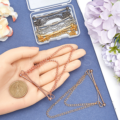 5Pcs 5 Colors Alloy Hanging Chain Brooches FIND-GF0006-85-1