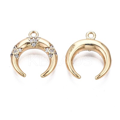 Brass Micro Pave Clear Cubic Zirconia Charms KK-Q764-011-1
