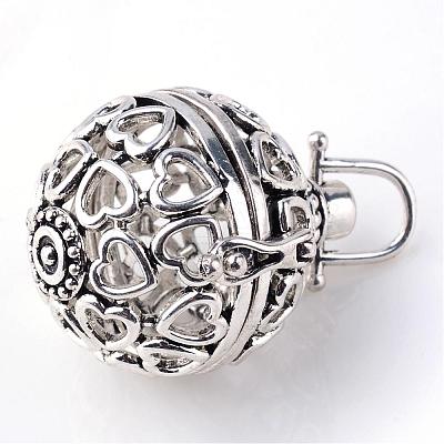 Rack Plating Brass Cage Pendants KK-S751-013AS-1