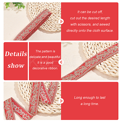 Ethnic Style Embroidery Polyester Ribbons OCOR-WH0060-33B-1