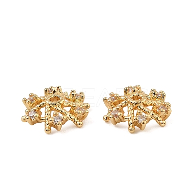 Brass Micro Pave Clear Cubic Zirconia Bead Caps KK-K374-24G-1