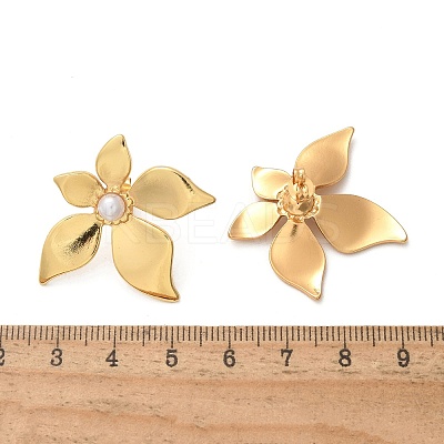 304 Stainless Steel & ABS Plastic Imitation Pearl Flower Stud Earrings LS-EJEW-S253-23G-1