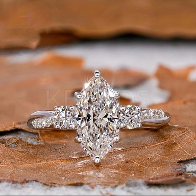 Brass Micro Pave Clear Cubic Zirconia Finger Rings FS-WG5249E-02-1