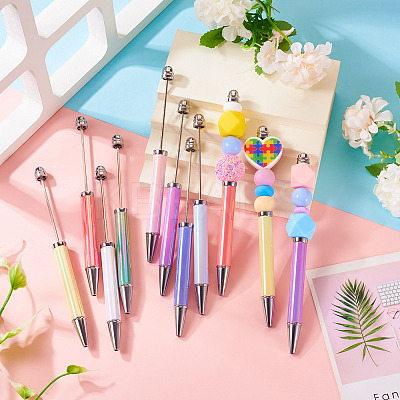 8Pcs 8 Colors UV Plated Plastic Ball-Point Pen AJEW-TA0001-84-1