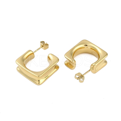 Ion Plating(IP) 304 Stainless Steel Square Stud Earrings for Women EJEW-K281-26G-1