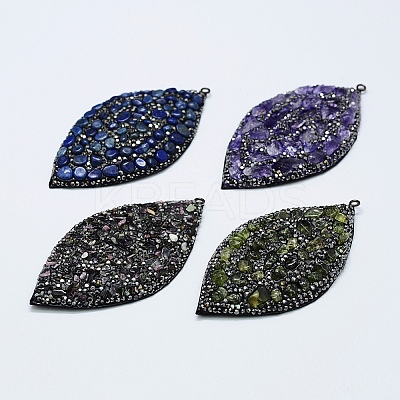 Natural Gemstone Big Pendants PEAR-F006-07-1