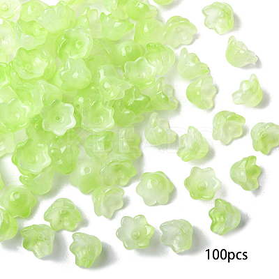 100Pcs Transparent Two Tone Spray Painted Glass Bead Caps GLAA-YW0005-18F-1