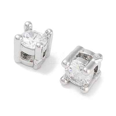 Brass Micro with Single Clear Zirconia Beads KK-C051-30P-1