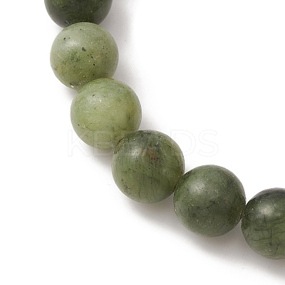 Natural Chinese Jade Round Beaded Stretch Bracelets for Women BJEW-TA00282-1