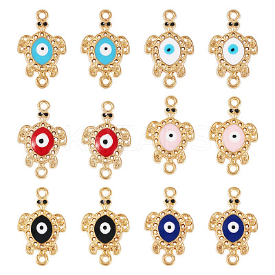 12Pcs 6 Colors Alloy Enamel Connector Rhinestone Settings FIND-TA0004-85-1