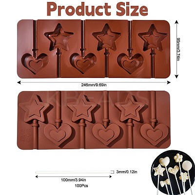 2Pcs Heart & Star DIY Food Grade Silicone Molds SIL-CJ0002-17-1