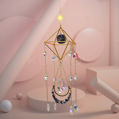 Sodalite Crystal Glass Sun Catcher Pendant PW-WGEA568-02-1