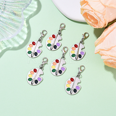 6Pcs Palette Alloy Enamel Pendants Decorations HJEW-YW00115-1