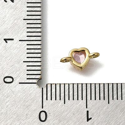 Rack Plating Brass Cubic Zirconia Heart Links Connector Charms KK-M014-01F-G-1