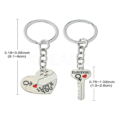 Valentine's Day Key & Heart Alloy Split Keychain KEYC-YW00054-1