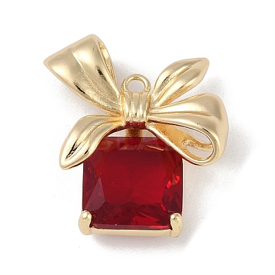 Christmas Theme Brass Rhinestone Pendants KK-Z065-09G-01-1