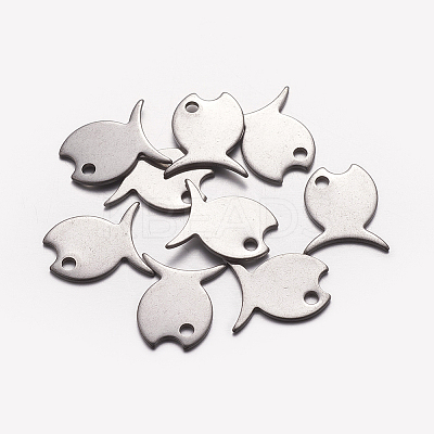 Tarnish Resistant Original Color Blacnk Stamping Tag Fish Charms 304 Stainless Steel Pendants X-STAS-Q053-1