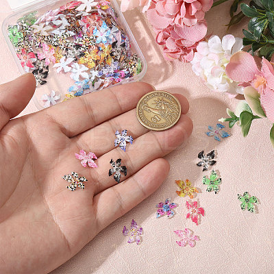 120Pcs 12 Colors Resin Flower Cabochons MRMJ-CA0001-55-1