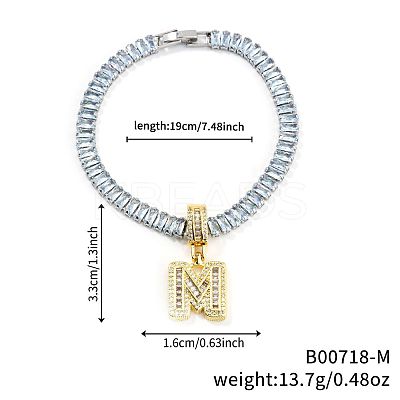 Fashionable Brass Micro Pave Clear Cubic Zirconia Charm Bracelets LS-AF9298-13-1