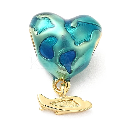 Rack Plating Brass Enamel European Dangle Charms KK-D027-09G-1