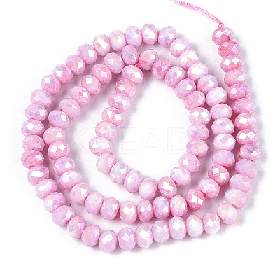 Anti-Tarnish Electroplate Rondelle Glass Beads Strands EGLA-T021-6mm-17-02-1