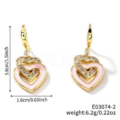 Elegant Fashion Double Heart Brass Dangle Earrings OA6431-2-1