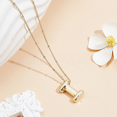1pc Brass Chain with Alloy Letter Pendants Necklaces NJEW-LP0001-41I-G-1