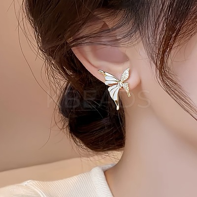 Butterfly Alloy Enamel Stud Earrings FS-WGA0046-01-1