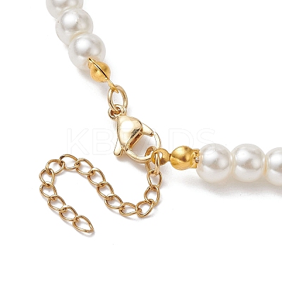 White Glass Pearl Beaded Necklaces NJEW-JN04652-01-1