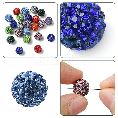 30Pcs Pave Disco Ball Beads RB-YW0001-14G-1