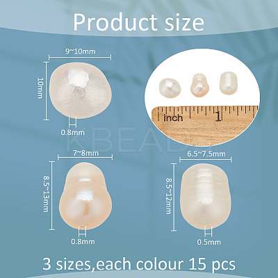45Pcs 3 Style Natural Cultured Freshwater Pearl Beads PEAR-WR0001-07-1
