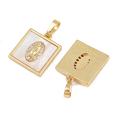 Brass Micro Pave Clear Cubic Zirconia Pendants KK-C109-07C-G-1
